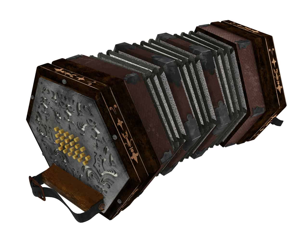 concertina isolated at the white background.Music instrument